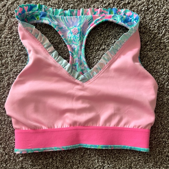 NWOT Lilly Pulitzer Luxletic Sports Bra and Legging Set w/ Ruffle detail - Picture 4 of 9